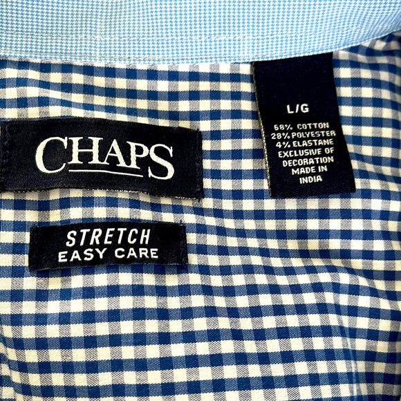 Mens Chaps Navy & White gingham button down shirt - Picture 6 of 7